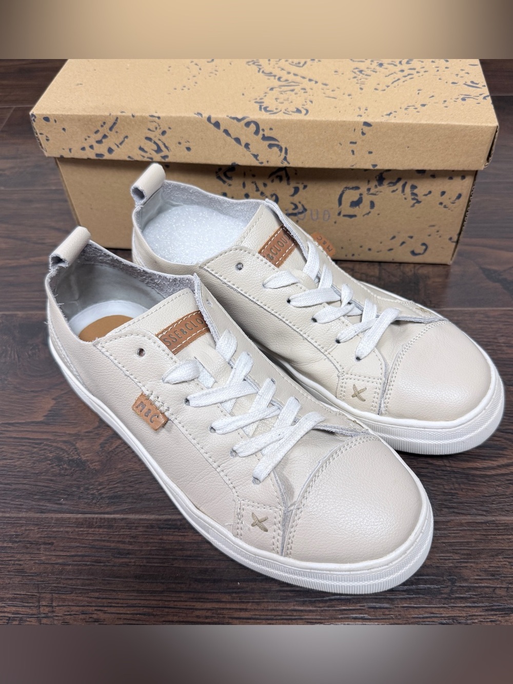 MUSSE & CLOUD BEIGE SOFT LEATHER MASY SNEAKERS